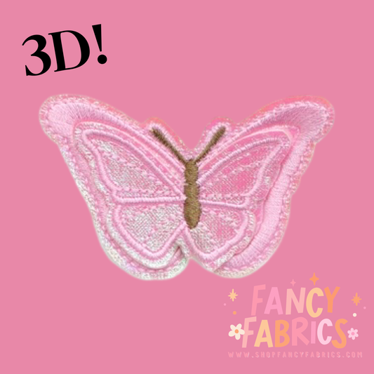Pink | 3D Butterfly | Iron On Patch