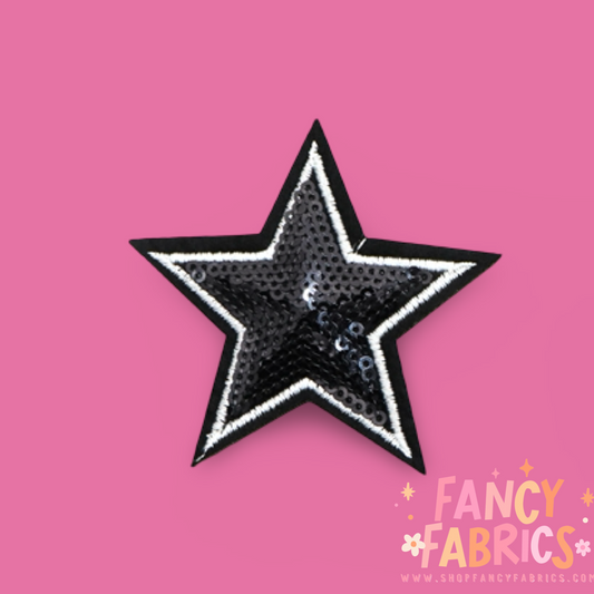 Black Sequin Star | Iron On Patch