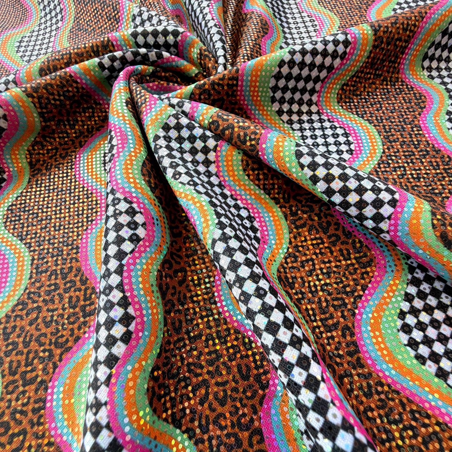 Groovy Waves (Leopard) | 4x4 Scaling | Printed Shattered Holographic | Ready To Ship