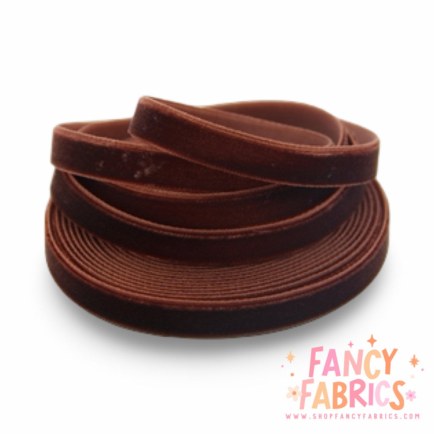Brown | 3/8" Stretch Velvet | Ribbon | Sold By The Yard