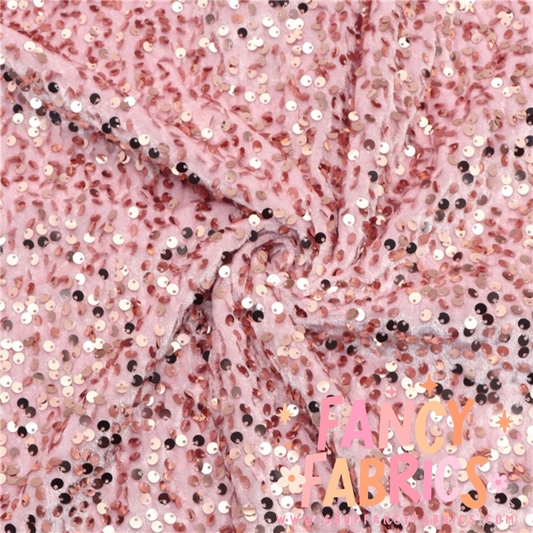 Rose Gold | Stretch Sequin Velvet | Ready To Ship