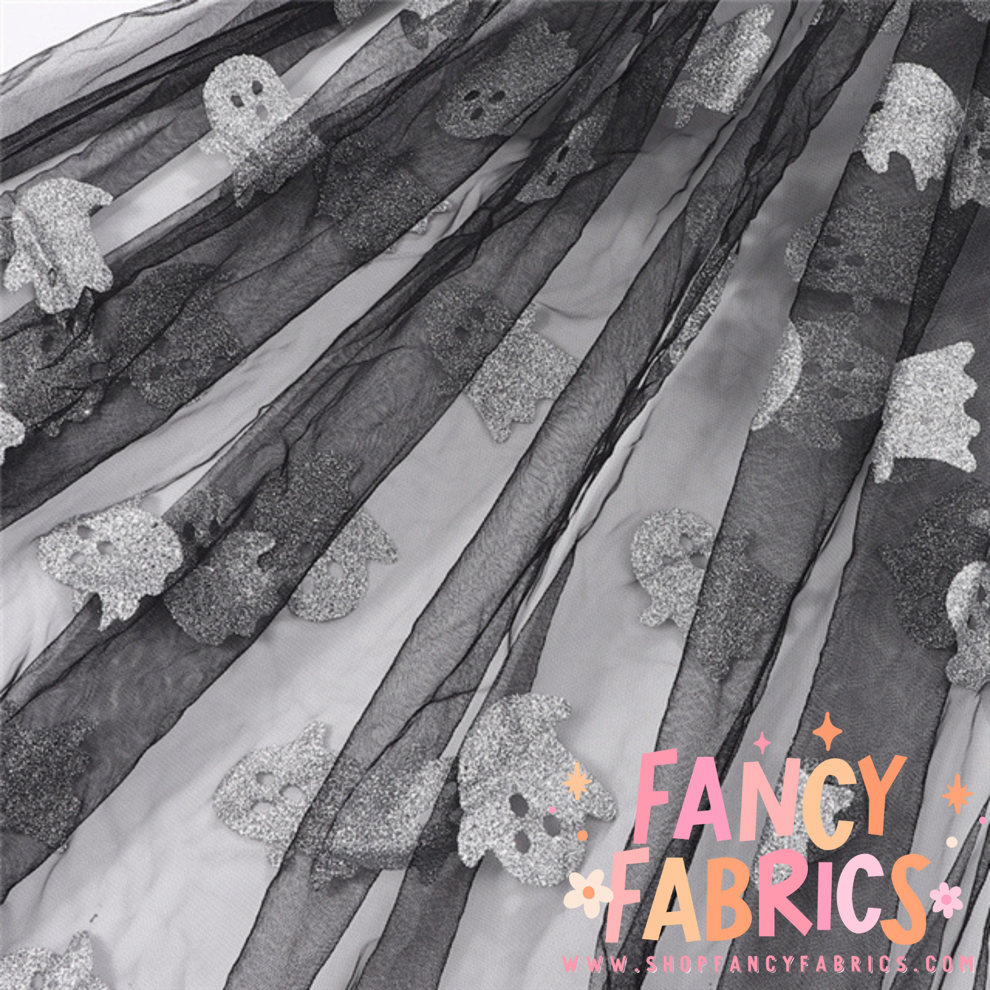 Glitter Ghosts | Stretch Mesh | Ready To Ship