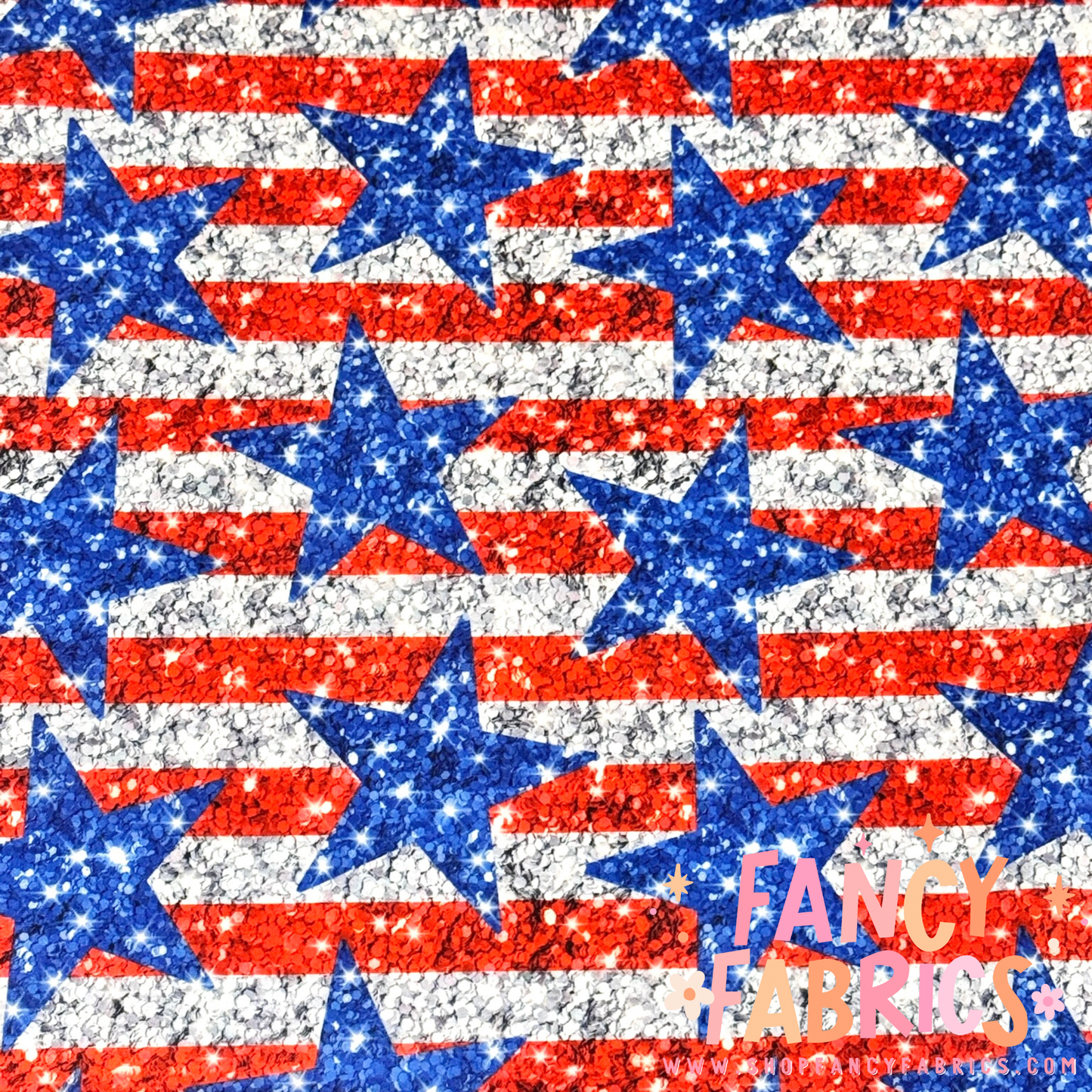 Faux Glitter Stars + Stripes | Swim | 6x6 Scaling | Ready To Ship
