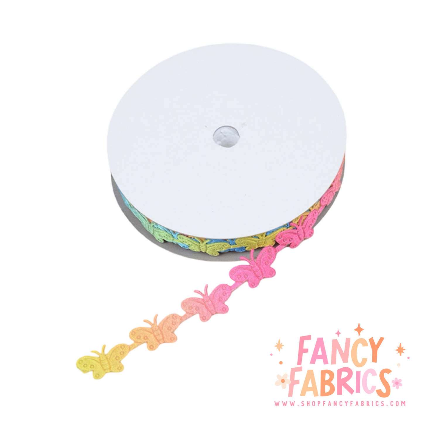 Rainbow | Butterfly Embossed Ribbon | Sold By The Yard