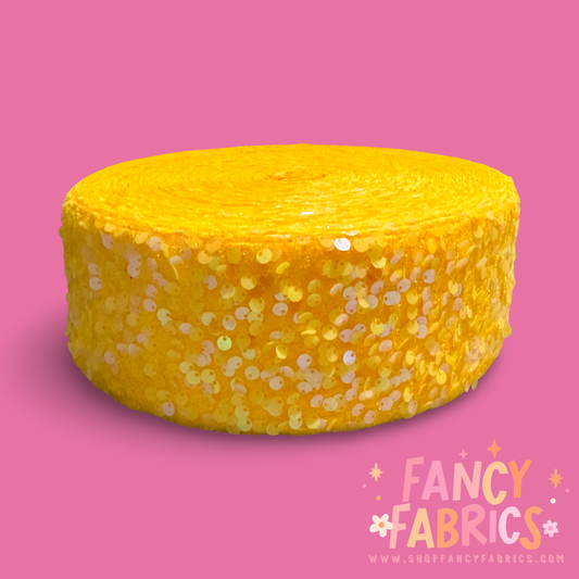 Yellow | 3" Single Sided | Sequin Velvet Ribbon | Ready To Ship
