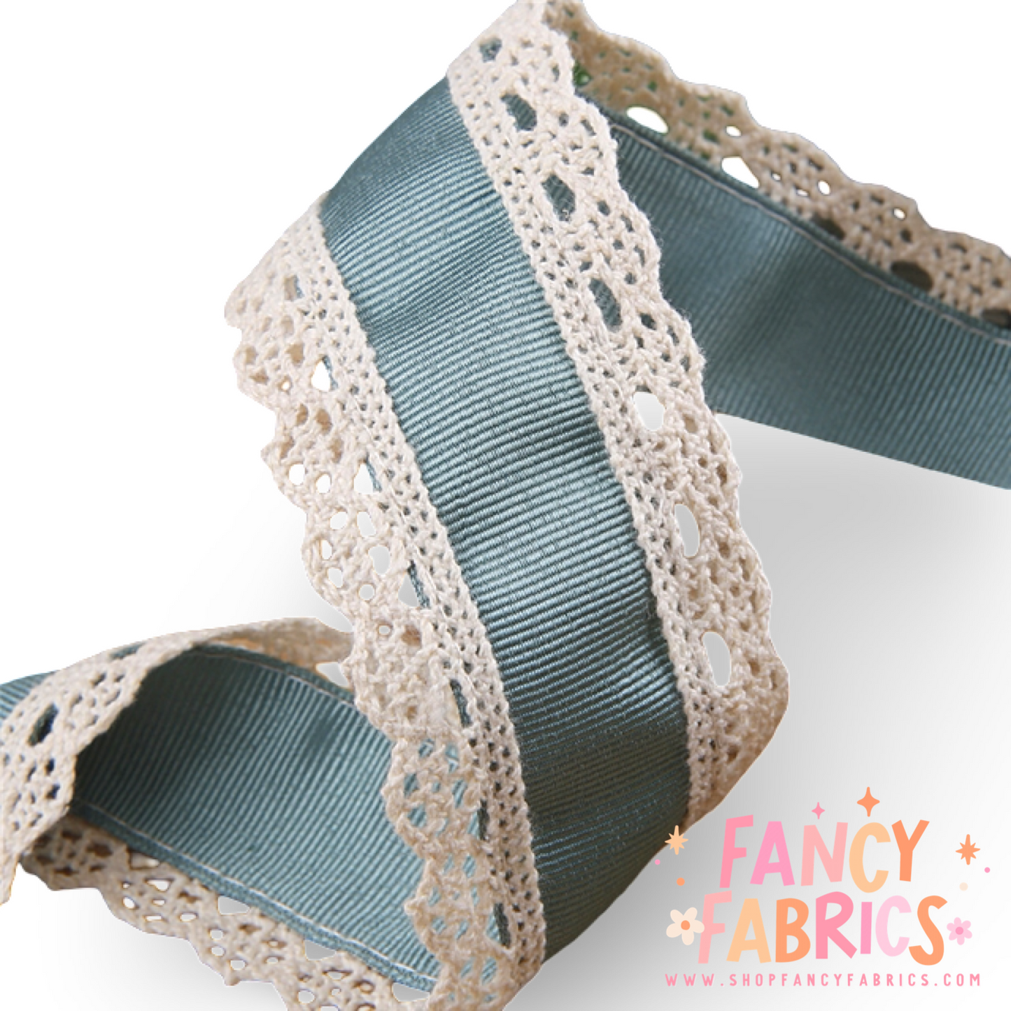 Seafoam | 1.5" Single Sided | Lace Grosgrain Ribbon | Ready To Ship