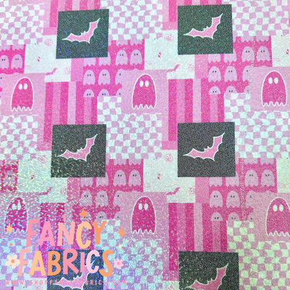 Pink Halloween Patchwork | 6x6 Scaling | Printed Holographic | Ready To Ship