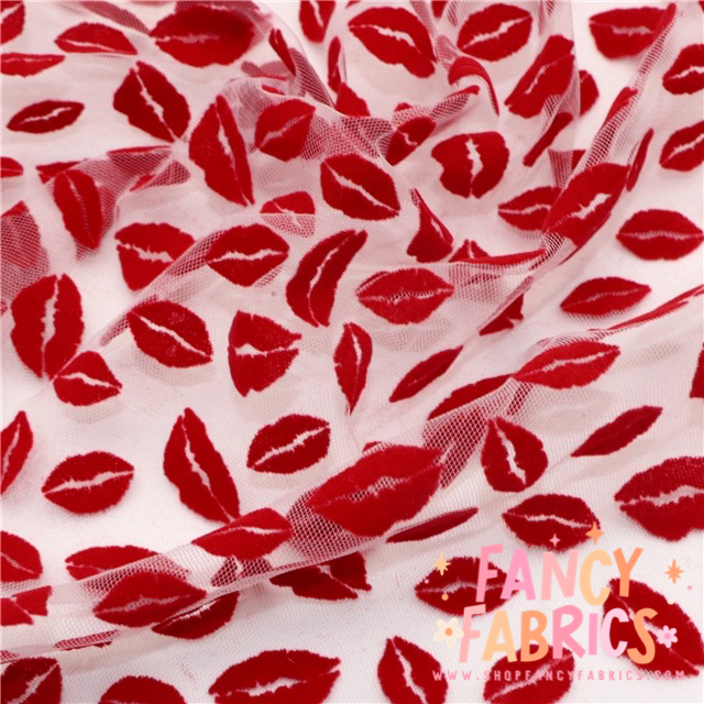 Red Flocked Lips | Mesh | Ready To Ship