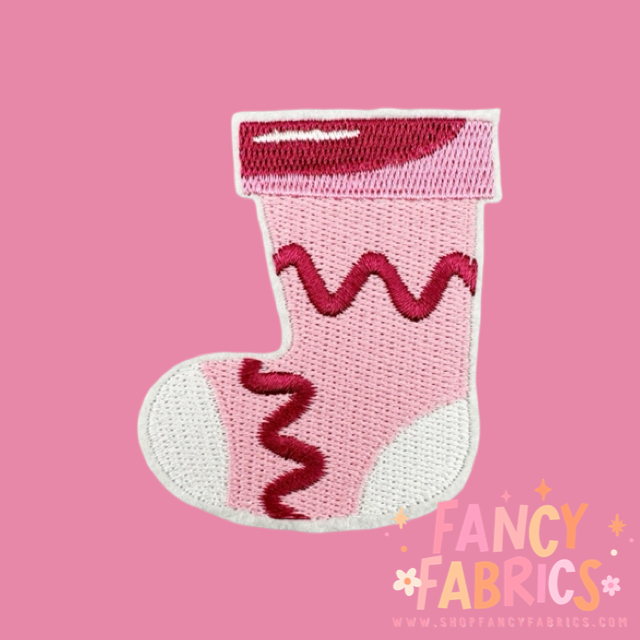 Pink Stocking | Iron On Patch