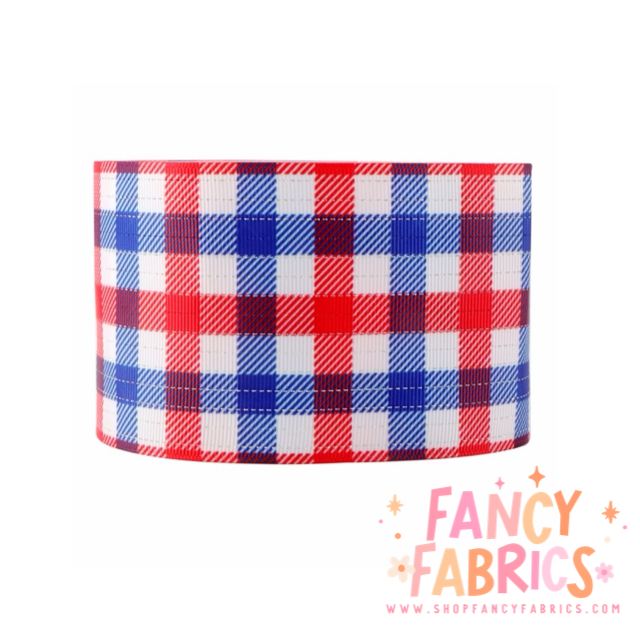 RWB Plaid | 3" Single Sided | Printed Ribbon | Ready To Ship