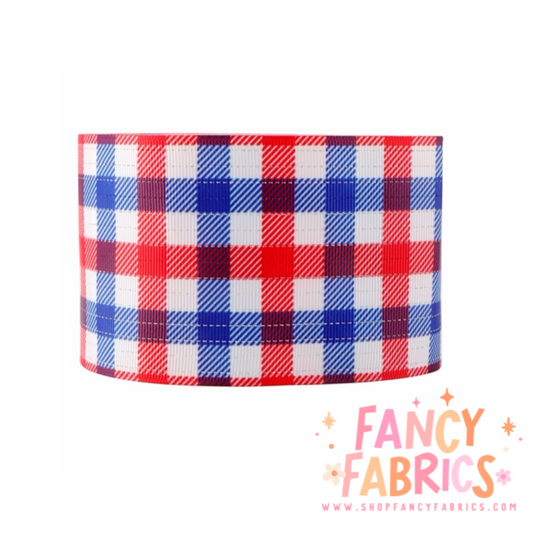 RWB Plaid | 3" Single Sided | Printed Ribbon | Ready To Ship