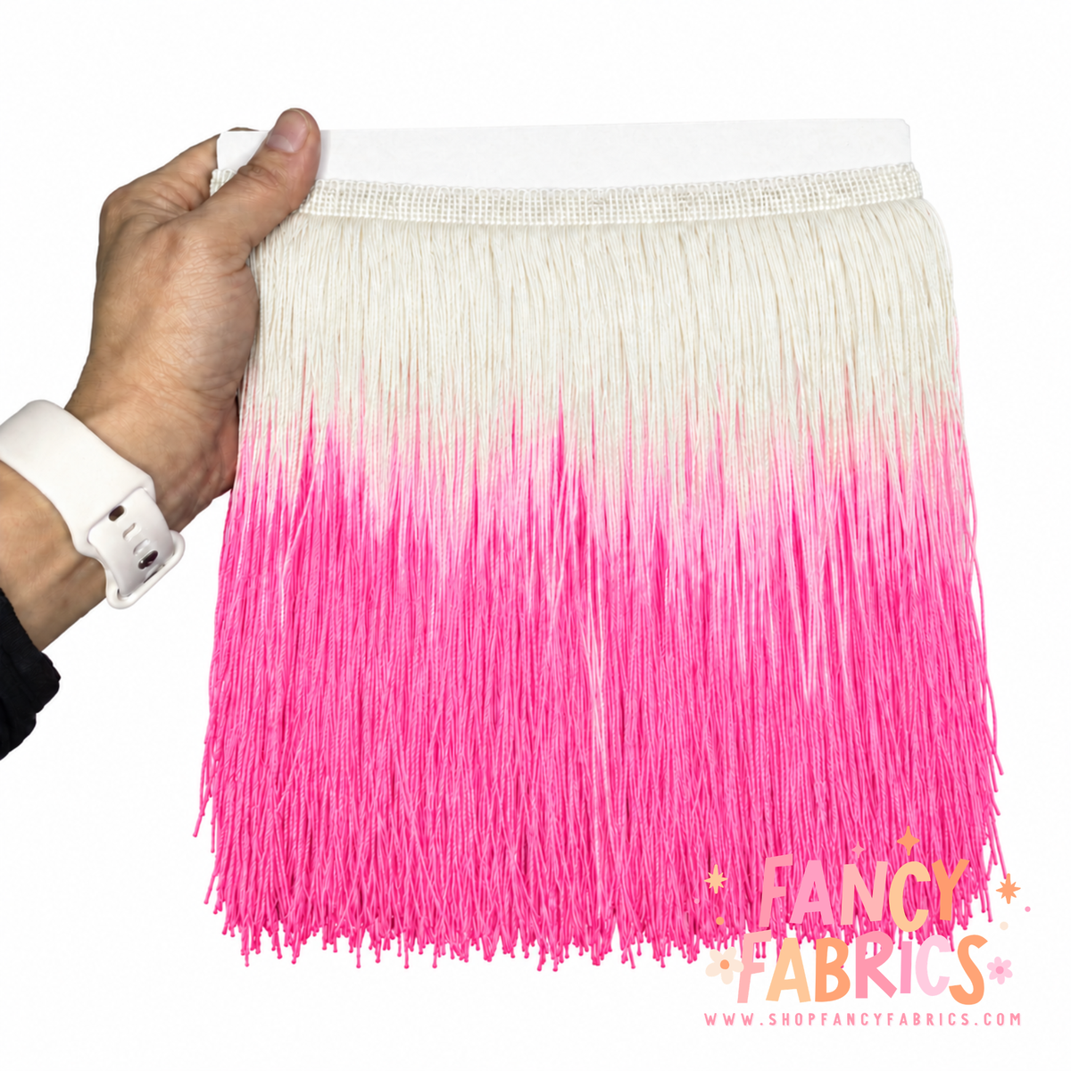 White + Pink | Ombré Fringe | By The Yard