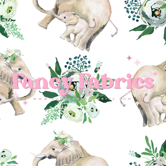 Creative Graphics | Elephant Floral | PREORDER | By The Yard