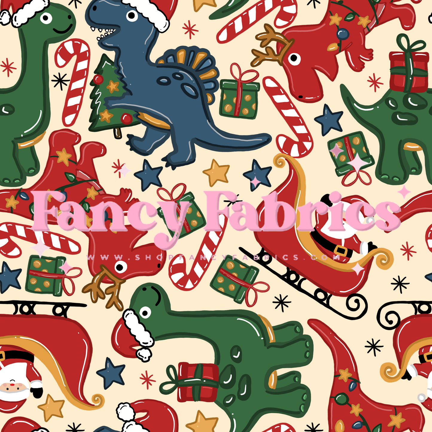 Christmas Dinos | PREORDER | By The Yard