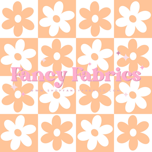 Orange Checkered Floral | PREORDER | By The Yard