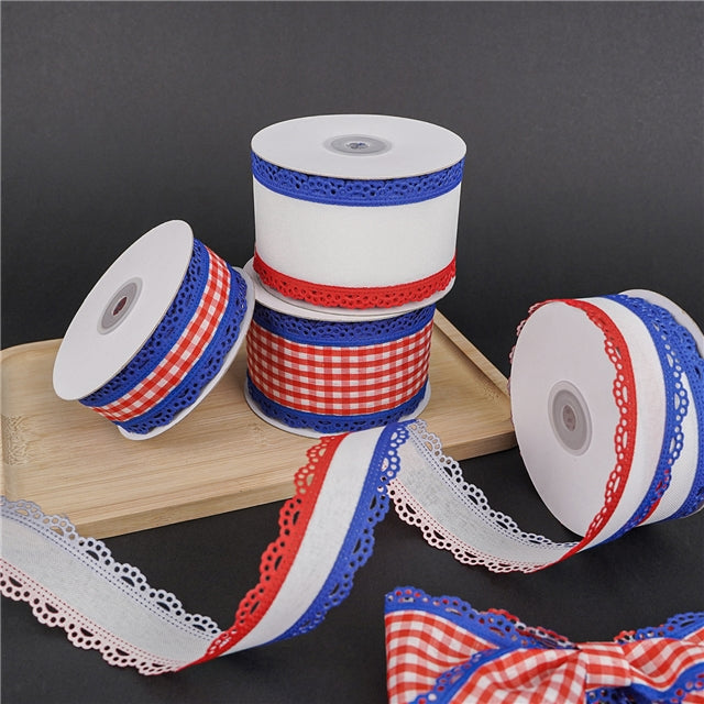 Red + Blue Plaid | 1.5" Single Sided | Ribbon | Ready To Ship