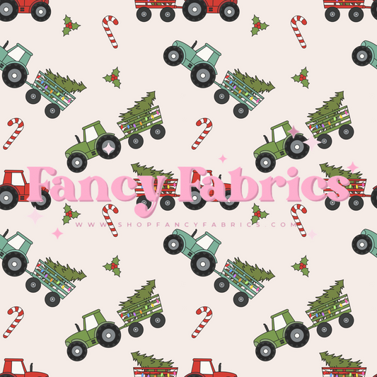 Christmas Tractors Fabric