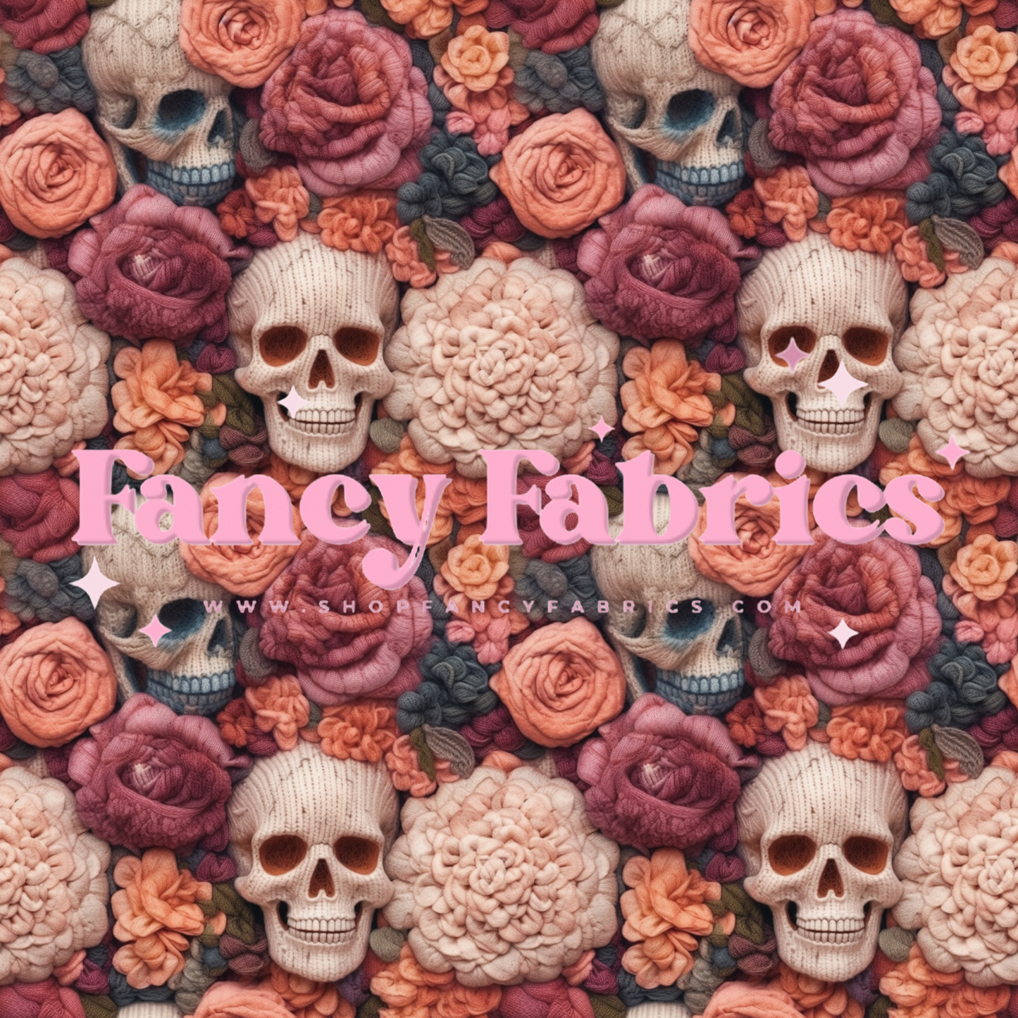 Floral Skulls Embroidered | PREORDER | By The Yard