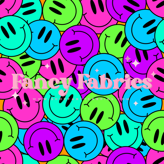 Neon Smiley Collage | PREORDER | By The Yard