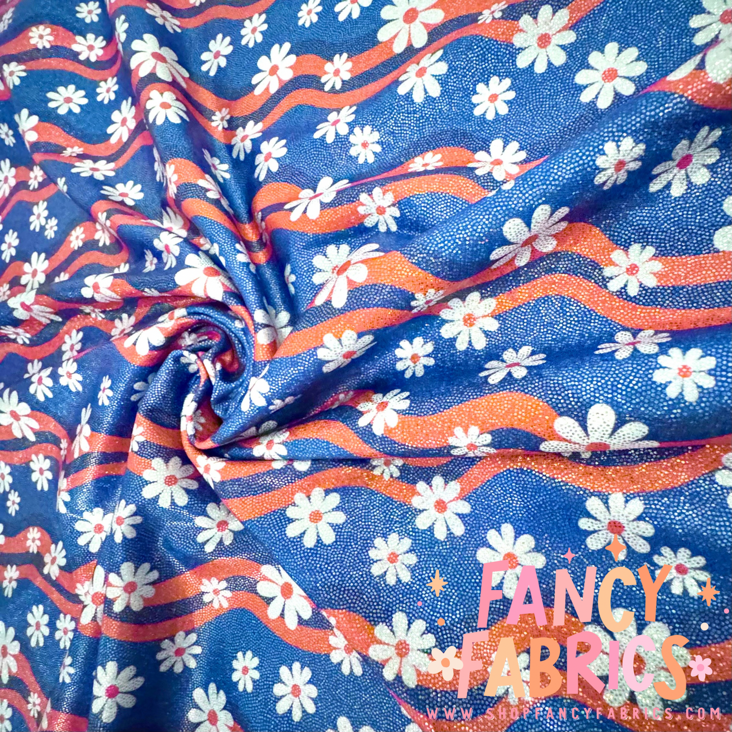 Wavy American Flowers | 4x4 Scaling | Printed Holographic | Ready To Ship