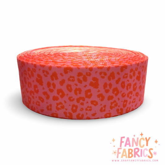 Pink + Orange Leopard | 1.5" Single Sided | Satin Ribbon | Ready To Ship