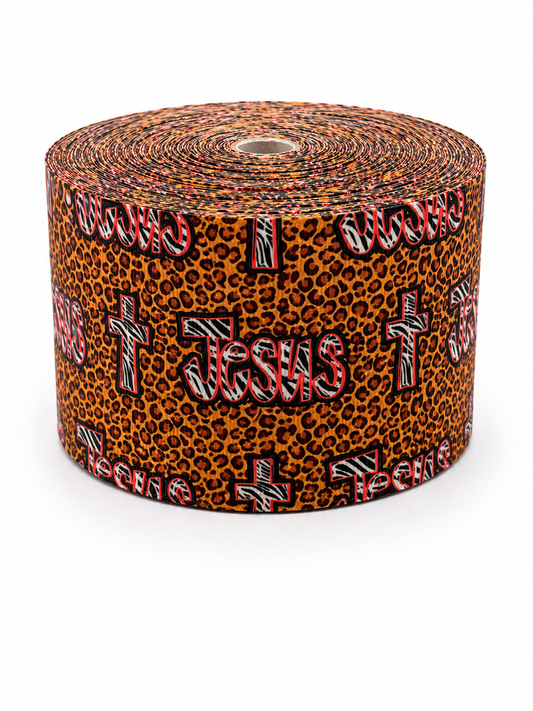 Jesus Leopard | 3" Single Sided | Printed Ribbon | Ready To Ship