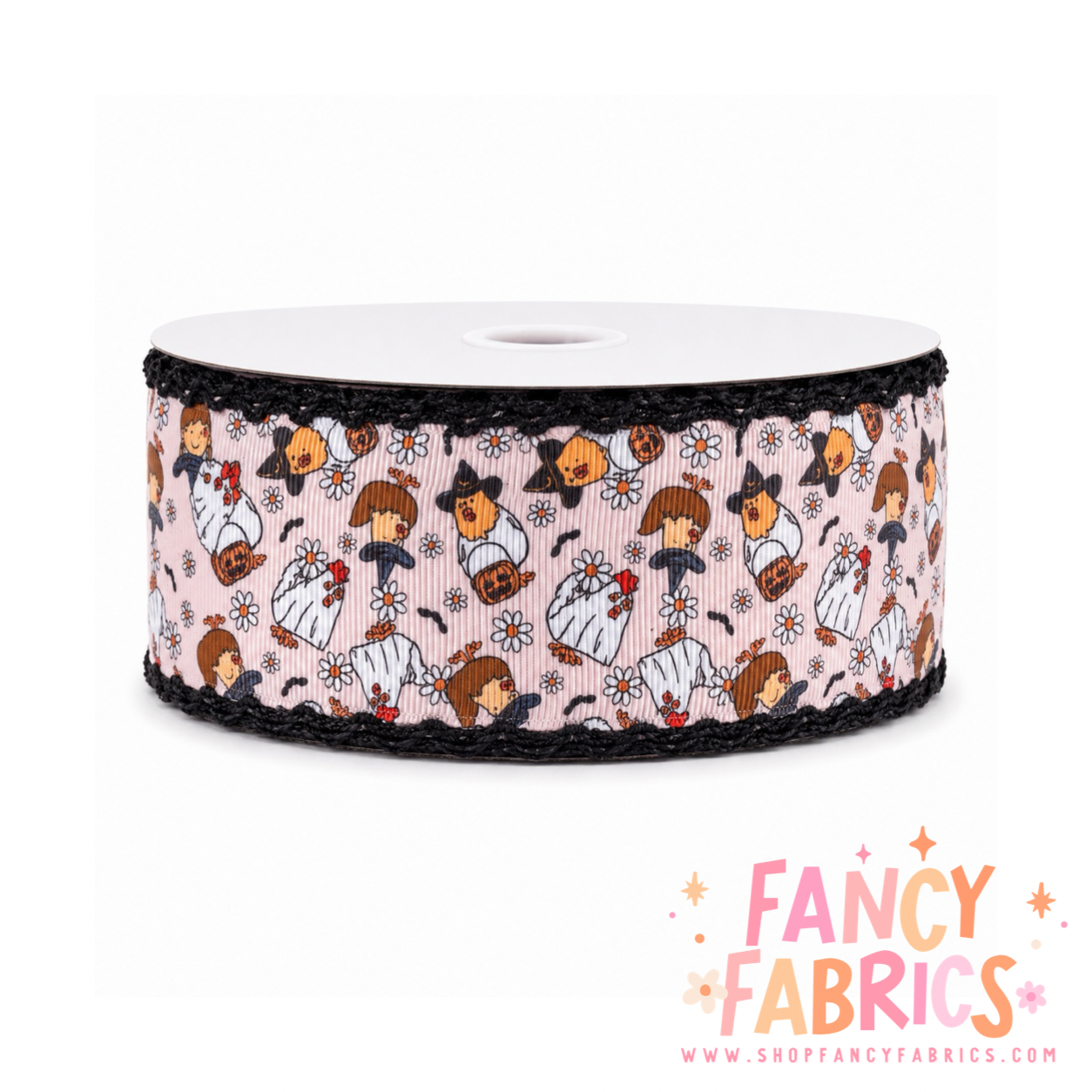 Trick Or Treat Chickens | 2" Single Sided | Moonstitch Printed Ribbon | Ready To Ship