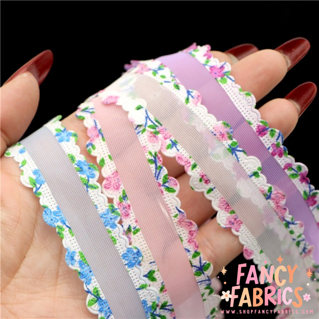 1" Single Sided | Floral Edged Ribbon | Ready To Ship