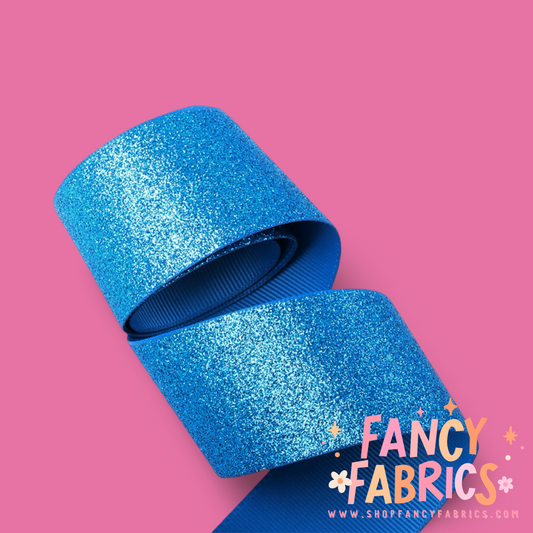 Electric Blue | 1.5" Single Sided | Solid Glitter Ribbon | Ready To Ship