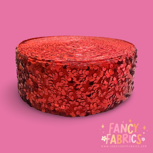 Red | 3" Single Sided | Sequin Velvet Ribbon | Ready To Ship