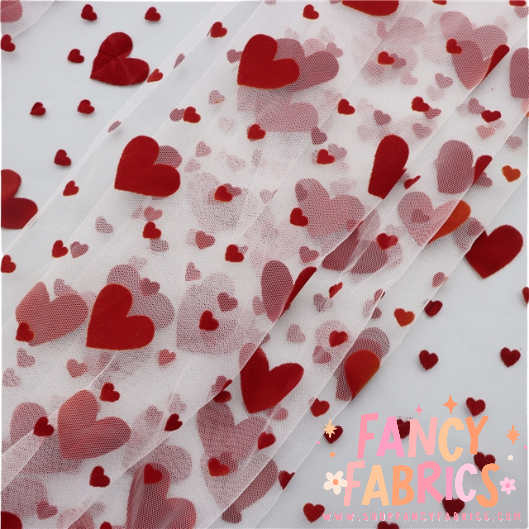 Assorted Flocked Hearts | Mesh | Ready To Ship