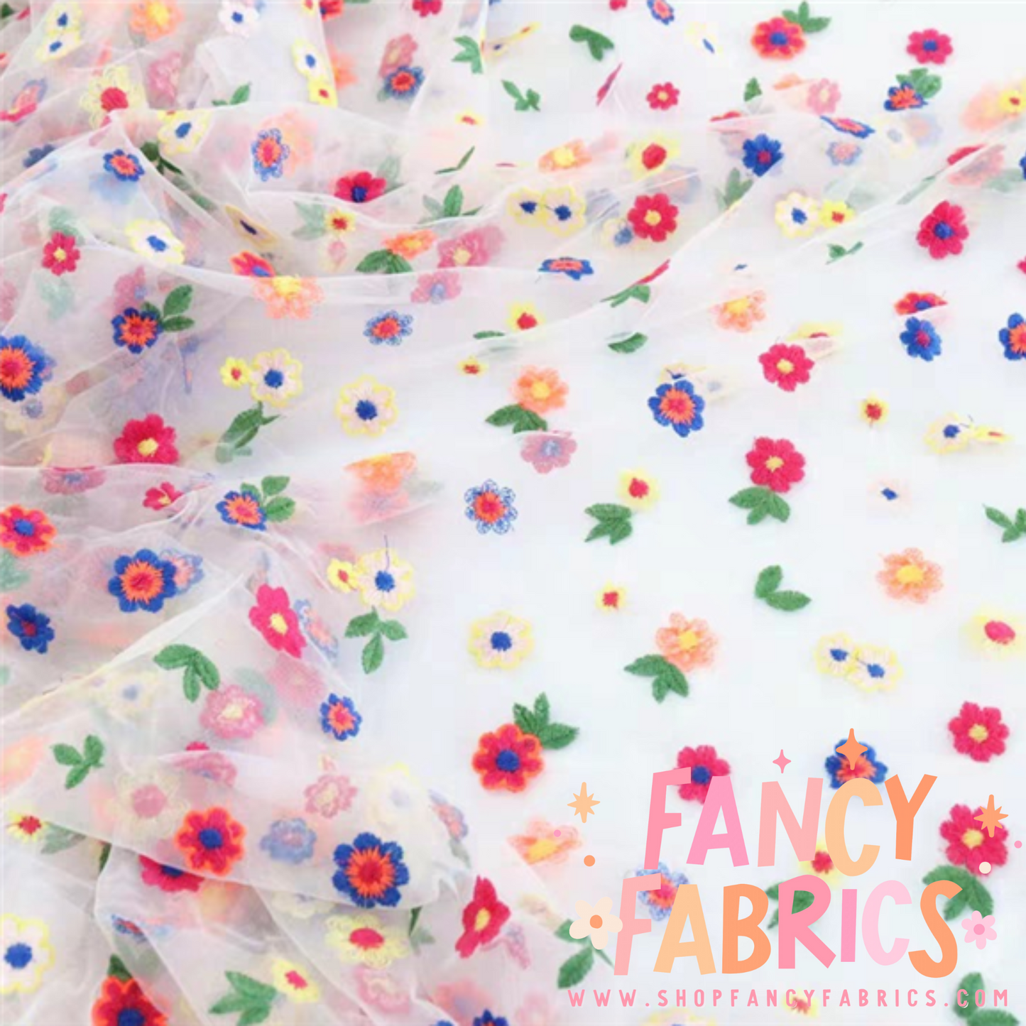 Spring Floral | Embroidered Mesh | Ready To Ship