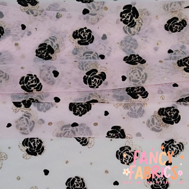 Gold Glitter Roses | Mesh | Ready To Ship