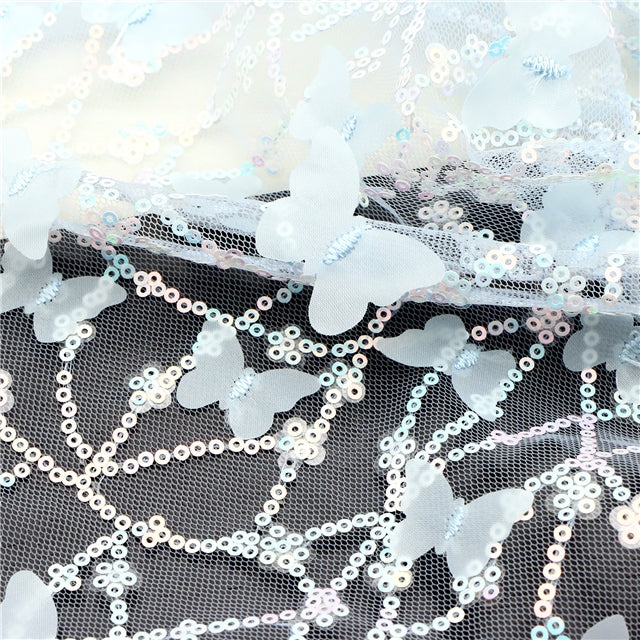 Blue | 3D Butterfly Sequin Mesh | Ready To Ship