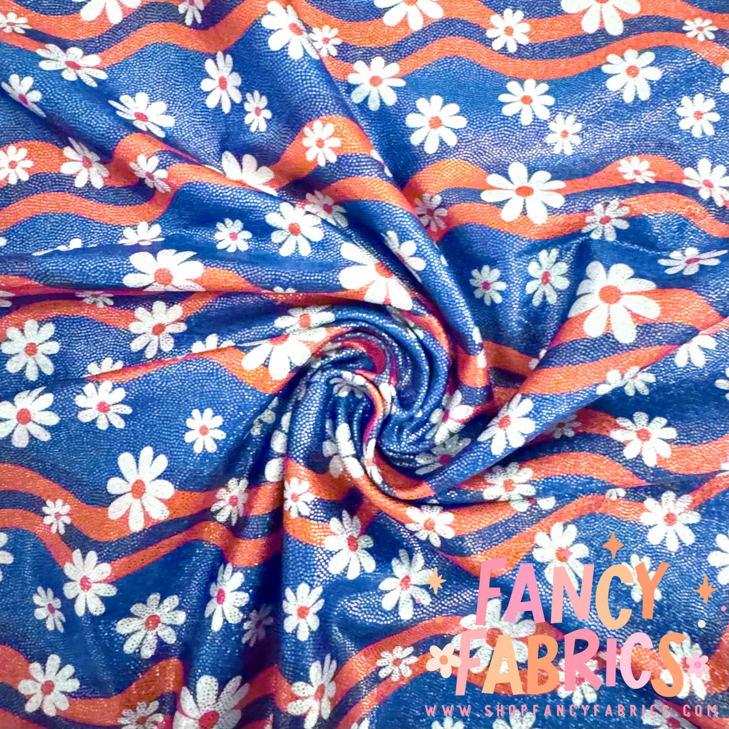 Wavy American Flowers | 4x4 Scaling | Printed Holographic | Ready To Ship