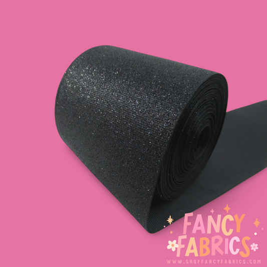 Black | 3" Single Sided | Solid Glitter Ribbon | Ready To Ship