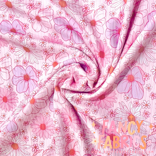 Pink Floral | 6x6 Scaling | Skinny Rib | Ready To Ship