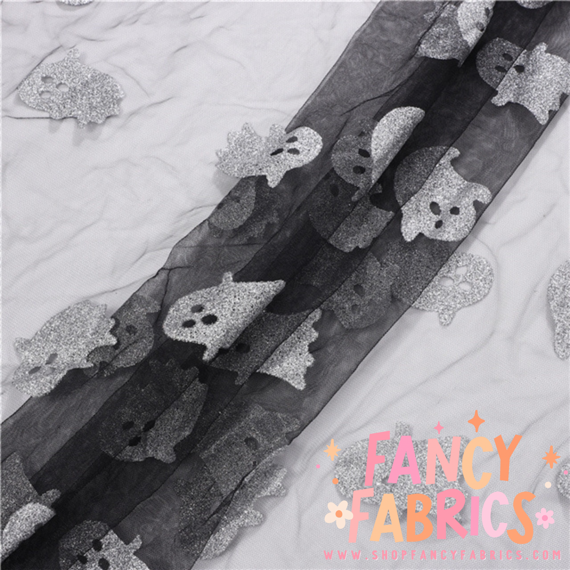 Glitter Ghosts | Stretch Mesh | Ready To Ship