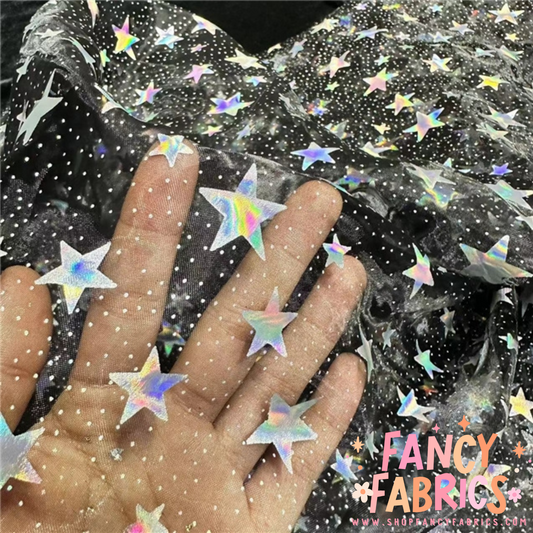 Holo Stars | Organza Mesh | Ready to Ship
