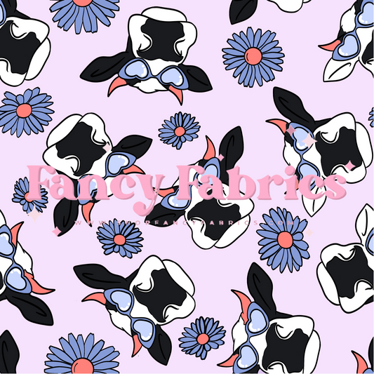Flower Cows (Purple) | PREORDER | By The Yard