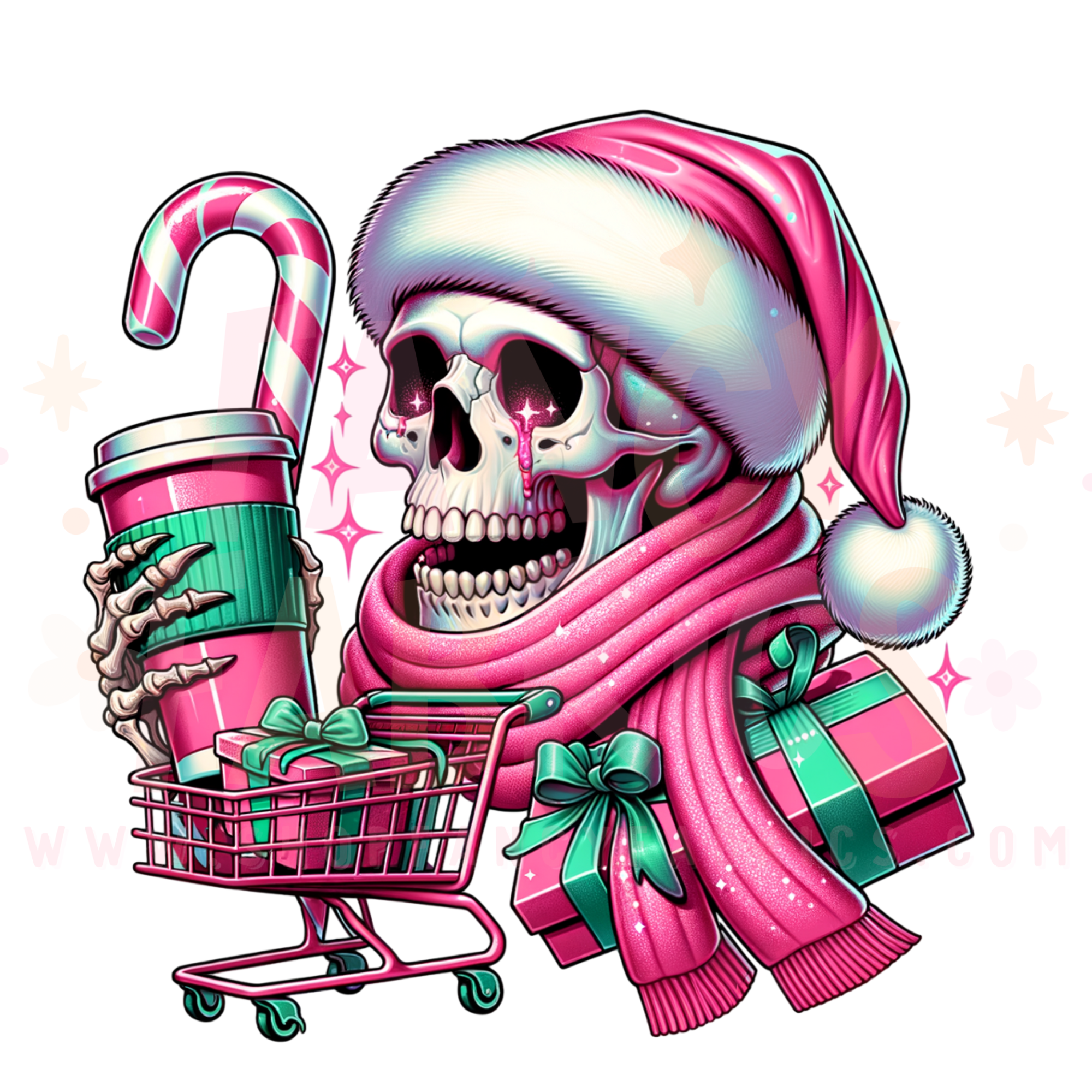 Christmas Shopping Skelly | Adult Size | DTF Transfer | Ready To Ship