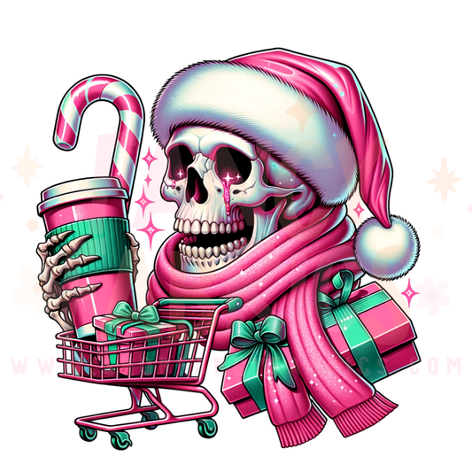 Christmas Shopping Skelly | Adult Size | DTF Transfer | Ready To Ship