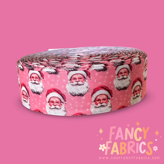 Pink Santa | 1.5" Single Sided | Printed Ribbon | Ready To Ship