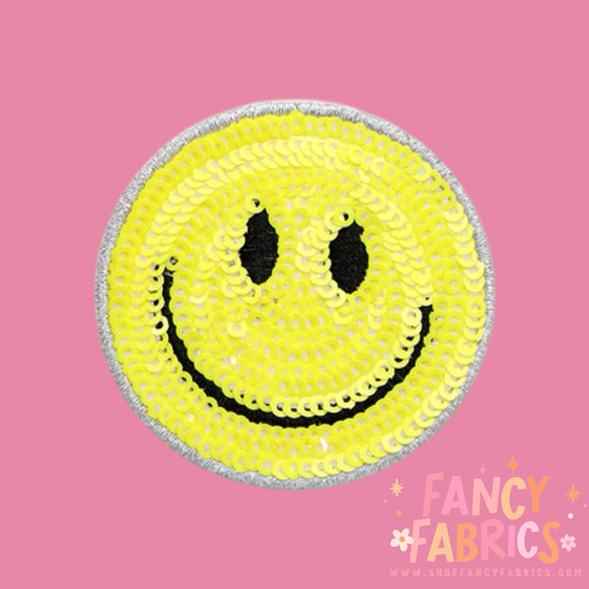 Yellow | Sequin Smiley | Iron On Patch