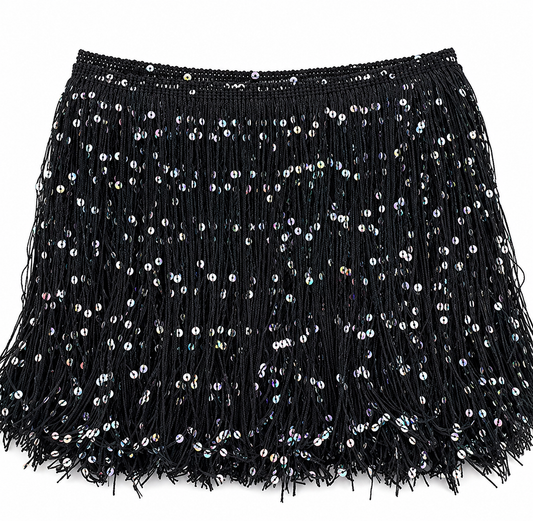 Black | Sequin Fringe | By The Yard