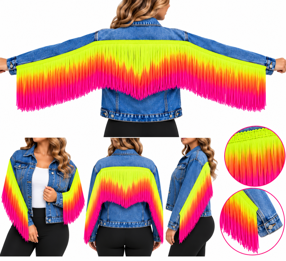 Yellow, Orange + Pink | Ombré Fringe | By The Yard