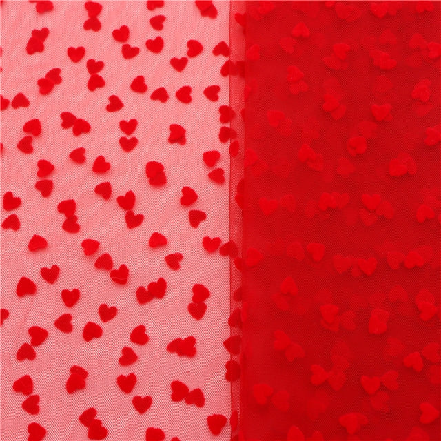 Red Flocked Hearts | Mesh | Ready To Ship