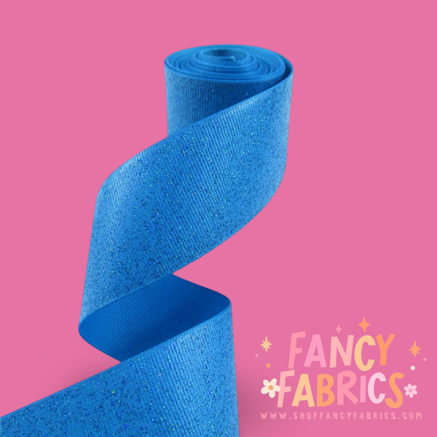 Bright Blue | 1.5" Single Sided | Solid Glitter Ribbon | Ready To Ship