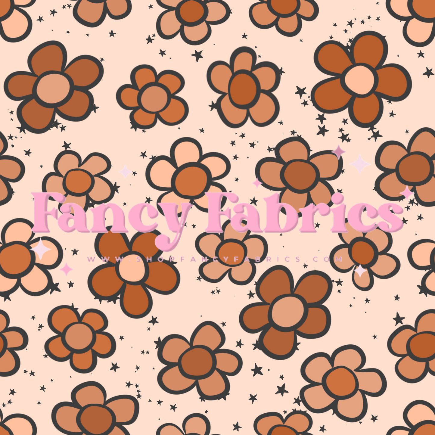 Brown Flowers | PREORDER | By The Yard