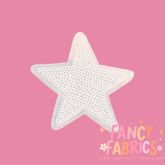 White Sequin Star | Iron On Patch